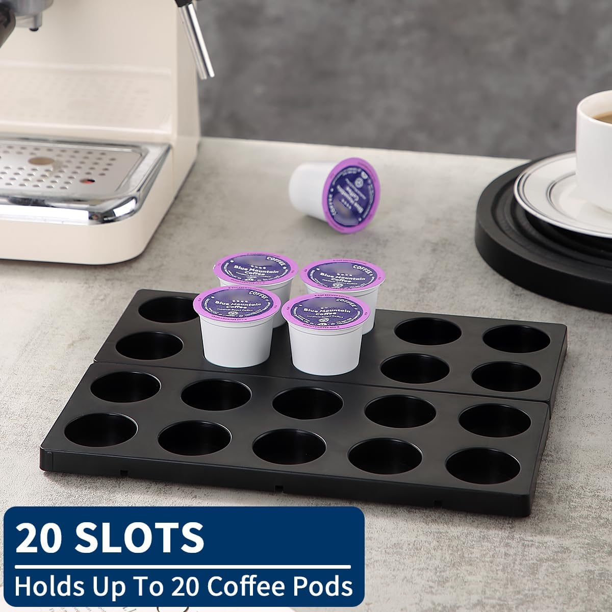 Berglander Coffee Pod Holder Drawer 20 K Cup, Coffee Capsule Organizer for Drawer, Plastic Coffee Pod Storage Organizer for Kitchen Drawer Holders for Nespresso for Kitchen