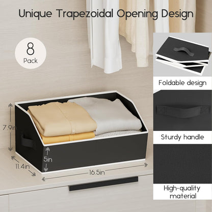Homsorout Large Closet Organizers and Storage Bins - Trapezoid Storage Baskets for Shelves, Foldable Fabric Baskets with Handles Ideal for Closet, Basket, Wardrobe and Shelf Storage, Beige
