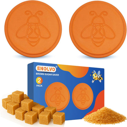 ENOLVO Terracotta Brown Sugar Saver- Brown Sugar Keeper Disc to Maintain Food Moisture in Storage Container - Terra Cotta Bear Softener Alternative (4 Pack)