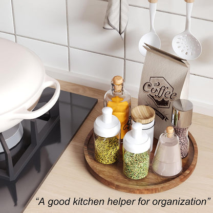 VERTORGAN Lazy Susan Organizer for Kitchen,Acacia Wood Turntable for Cabinet, Pantry, Table, Countertop, Vanity, Spice Rack（Small）