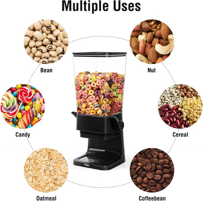 Cereal Dispenser Countertop With Bowls and Spoons Cereal Containers Storage for Pantry Snack Organizer Dry Food Storage Container with Lid for Kitchen Organization Oatmeal Nut Granola（1pcs White）