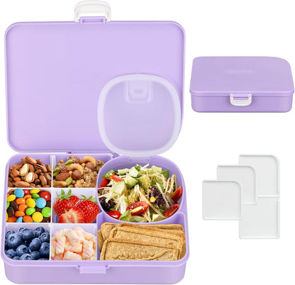 wiwens Snack Box Containers for Kids Adults 2PCS Reusable Snackle Boxes with Adjustable Dividers Airtight Snack Organizers with Compartents Toddler Bento Lunch Box LeakProof for Office,School,Outdoor