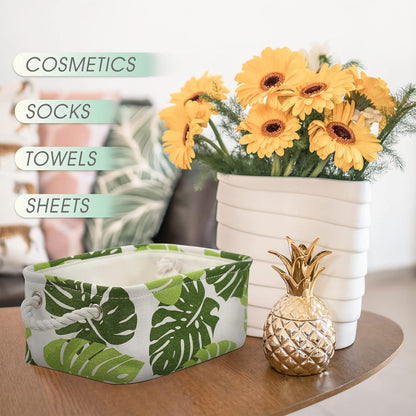 Fabric Storage Bins 12x8x5 inch [6-Pack] with Rope Handles - Decorative Baskets for Organizing