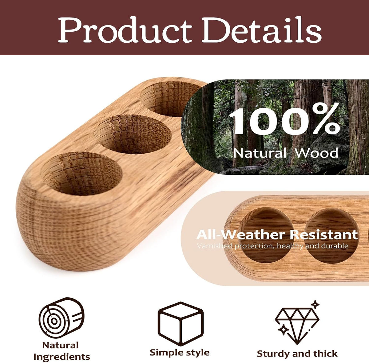 RoseFlower Wooden Essential Oil Display Storage Organizer Holder Stand - 9 Slots Red Oak Wood Rack - Holds up to 9 Aromatherapy Bottles - Ideal Gift Presentation Shelf