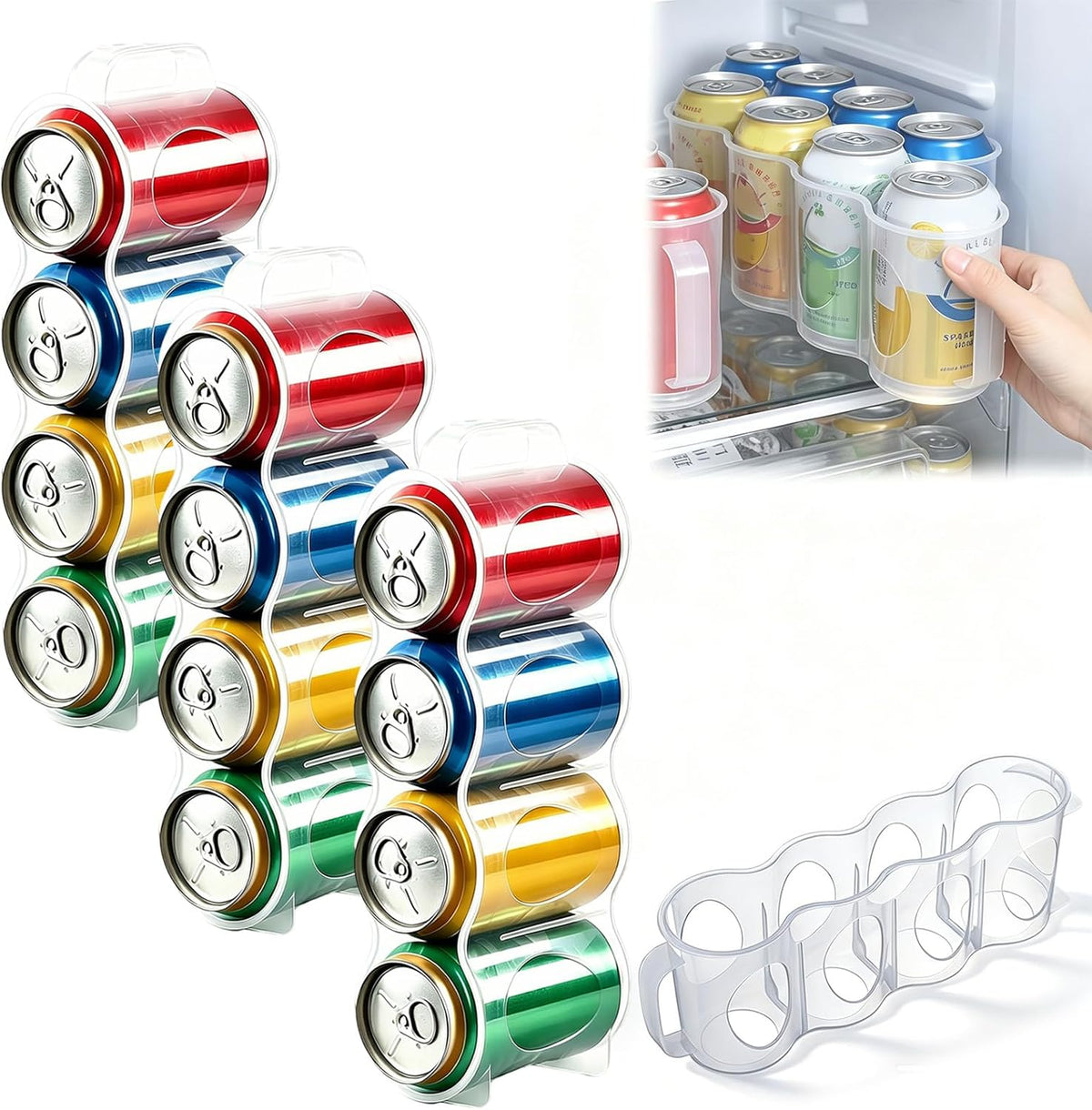 Can Holder for Cooler, Portable Soda Can Organizer for Cooler with Handle, Space-Saving Rotating Beverage Rack for Fridge, Pantry and Counters, Easy-Access Soda and Beer Cans Organizer