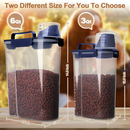 TIOVERY Upgraded Dog Food Storage Container Small, Cat Food Container Airtight, Pet Food Container Dispenser with Pour Spout, Measuring Cup and 4 Seal Buckles for Dogs, Cats, Birds (Grey)