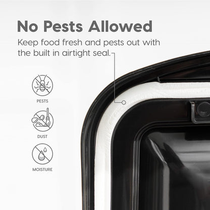 IRIS USA Airtight Dog Food Storage Container, WeatherPro, Up to 50 lbs, Removable Wheels, for Dog Cat Bird and Other Pet Food Storage Bin, Keep Fresh, Translucent Body, Made in USA, Clear/Gray