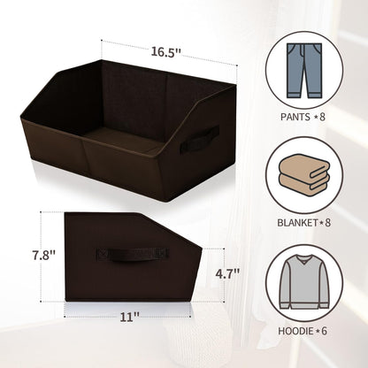 Homsorout Closet Organizers Bins 6 Packs - Large Closet Shelf Organizer with Handles, Fabric Trapezoid Storage Bins, Collapsible Storage Cubes for Clothes, Towels, Light Gray