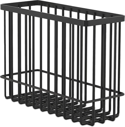 2 Pack Cabinet Door Organizer, Foil and Plastic Wrap Organizer, Wall Mounted Kitchen Organizers and Storage Wire Basket, Pantry Door Storage Kitchen Wrap, Black