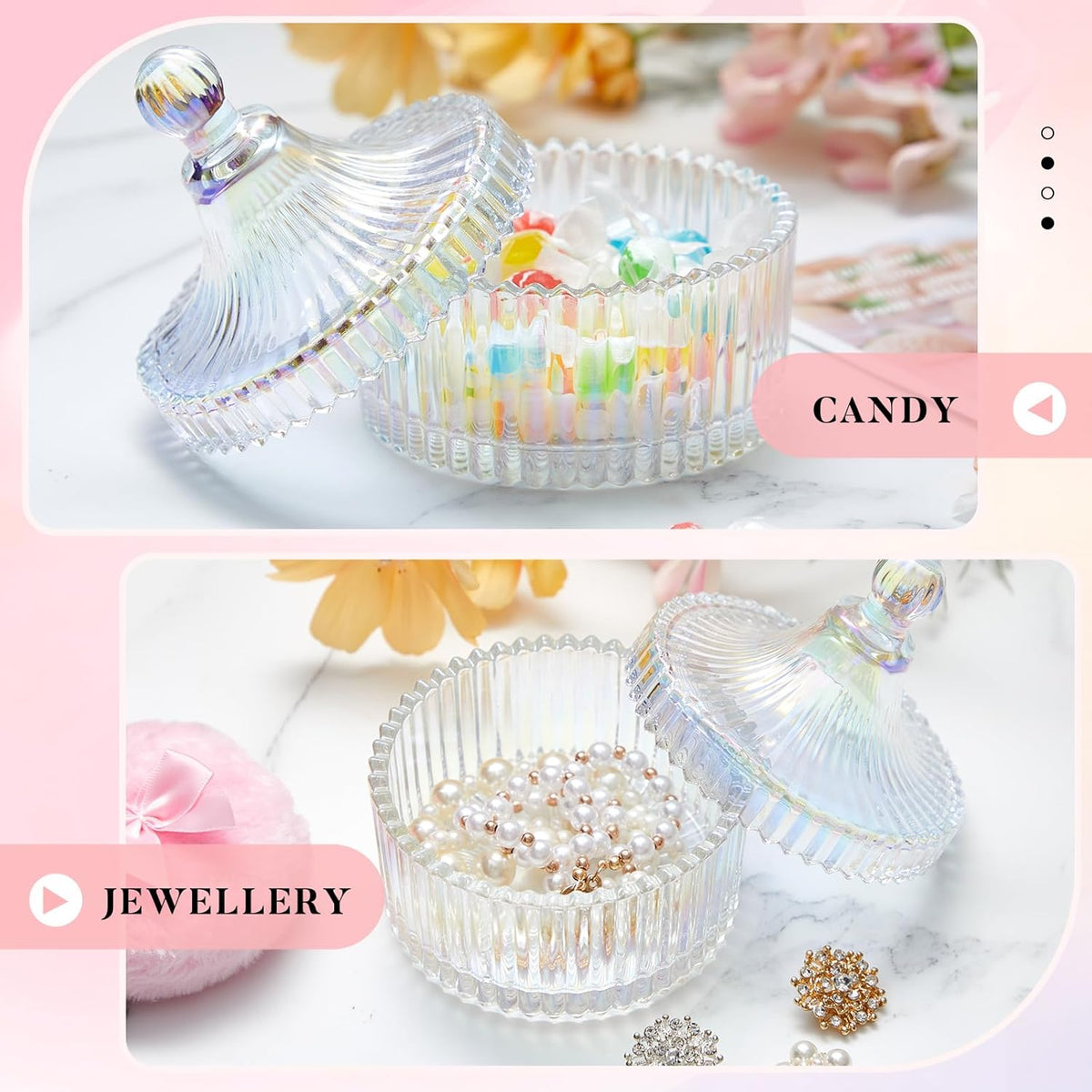 Tioncy 3 Pcs Large Body Powder Puff and Container Valentine's Day gift Powder Container with Puff Crystal Case Soft Washable Reusable Velour Face Body Glitter Wet Dry Makeup (Classic,Clear)