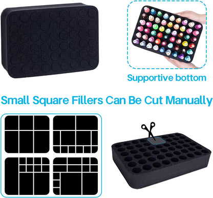 2 Pack Nail Polish Organizer Holder Foam Pad with Slots for Storage 60 Bottles (15ml/0.5fl.oz) Nail Polish or Essential Oil Tray for Drawers Black