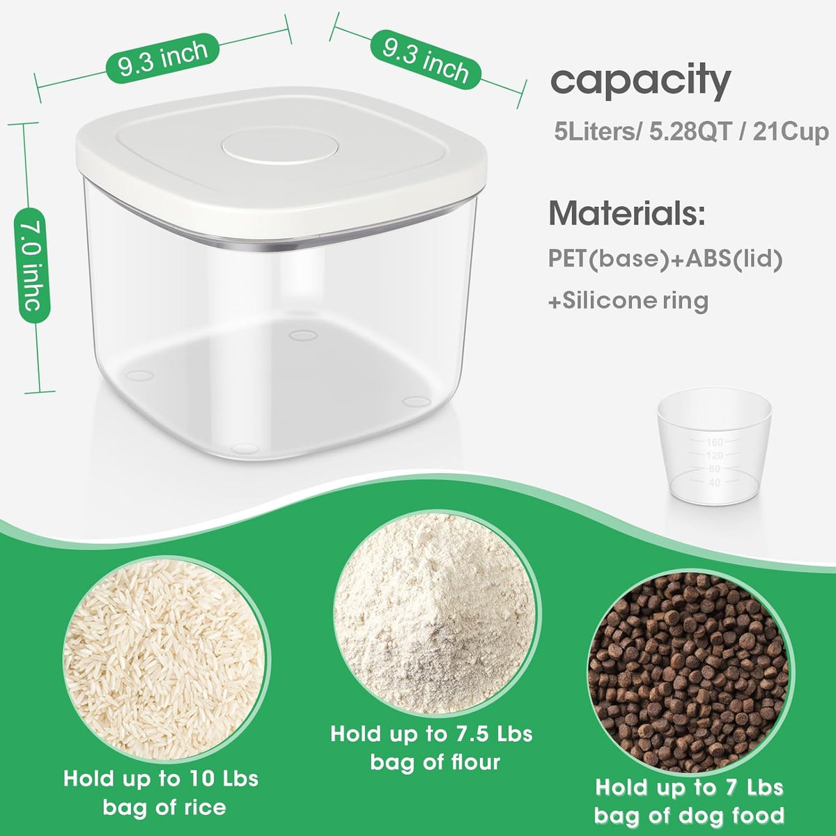 TBMax Rice Flour Storage Container with Automatic Flip-up Lid 25 Lbs | 12.68 Qt, Tall and Narrow Food Storage Flour Bin for Kitchen Pantry Organization, Pet Dog Cat Food Storage Container