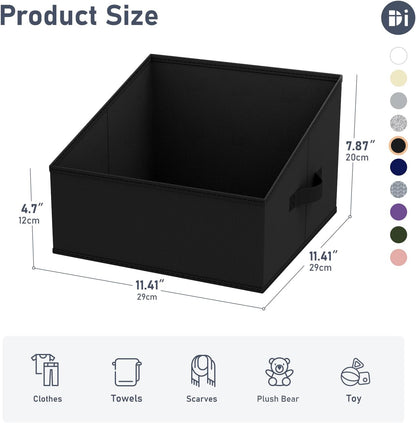 DIMJ Closet Storage Bins - Fabric Storage Baskets for Shelves, Collapsible Closet Organizers and Storage with Handles, Trapezoid Shelf Organization Storage Cubes for Purse, Toys, Books, Towel, Socks