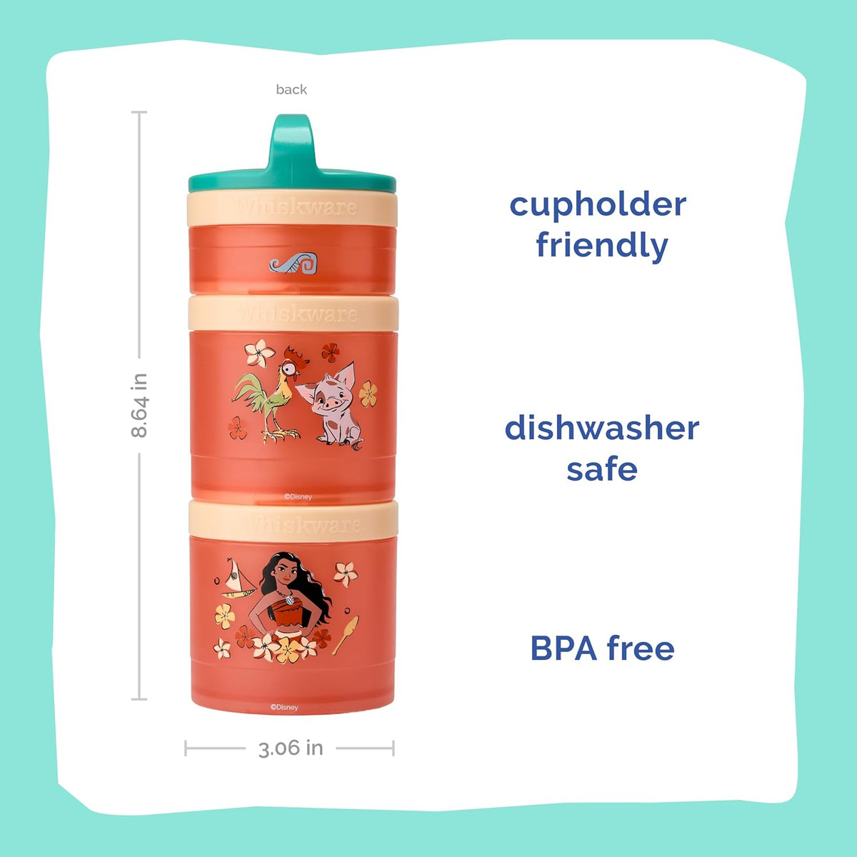 Whiskware Bluey Stackable Snack Containers for Babies, Toddlers, and Kids, 3 Stackable Snack Cups for School and Travel, Cupholder Friendly, Bluey and Bingo! Let’s Do This!