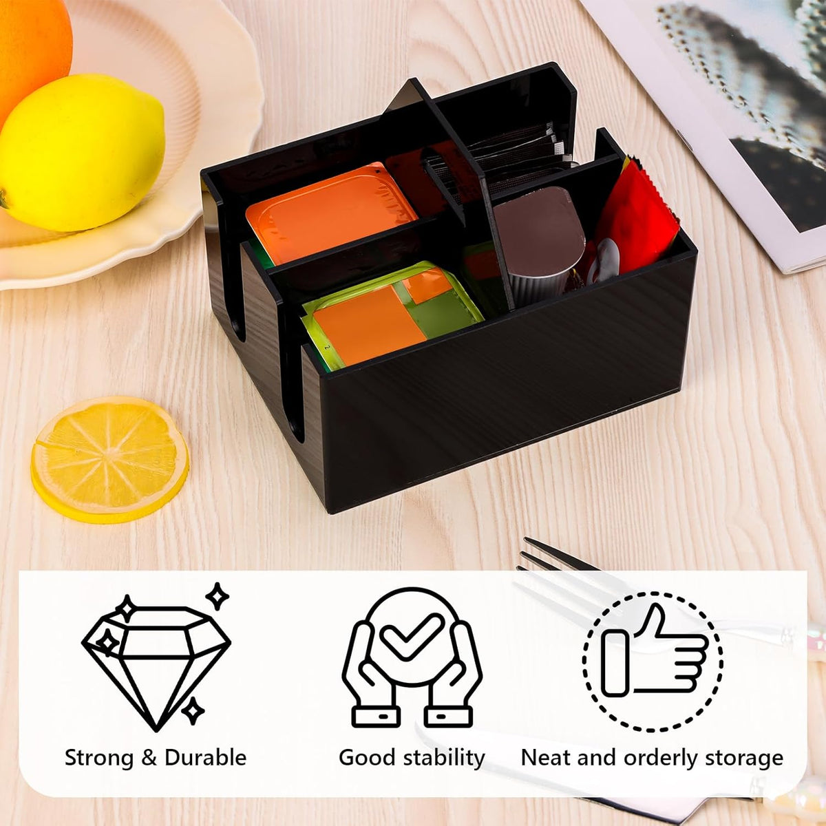 Acrylic Jelly Packet Rack Jelly Packet Holder Jelly Packet Dispenser Jam Packets Holder Condiment Packet Holder Condiments Packet Storage Display Black Condiment Packet Organizer for Table Restaurant