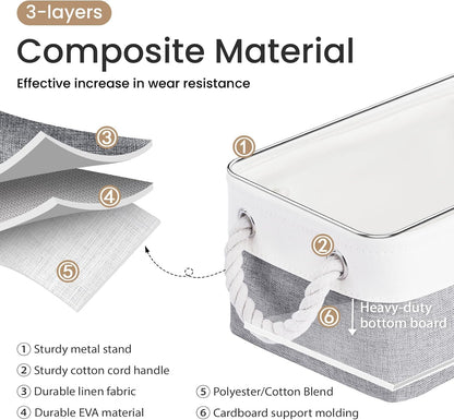 Large Storage Baskets- 15.7x11.8x8.26 inch Storage Bins for Shelves and Closet Organizing, Foldable Fabric Bin for Home Organization Clothes and Laundry (3-Pack, White&Khaki)