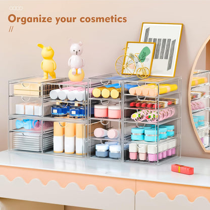 Acrylic Makeup Organizer with 13 Drawers, Bathroom Counter Organizer, Acrylic Organizers, Desk Organizer, Office Supplies, Storage Drawers for Cosmetic, Pencil, Coffee, etc 3 Pack