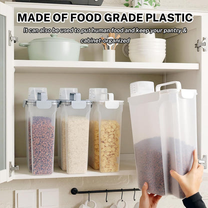 Dog Cat Food Storage Container 3-5lb, Pet Food Container Airtight with Large Spout & Cup, BPA-Free Plastic Food Dispenser for Pet Food, Bird Seed, Rice, Flour (Pink (3L-1pack))