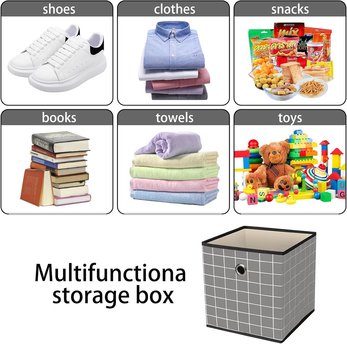 Black Foldable Storage Cubes Bins ,11 Inch Cloth Storage Cube Fabric Storage Box Cubes Organizer Baskets with Handles for Home Organizer Set of 3 (Black)