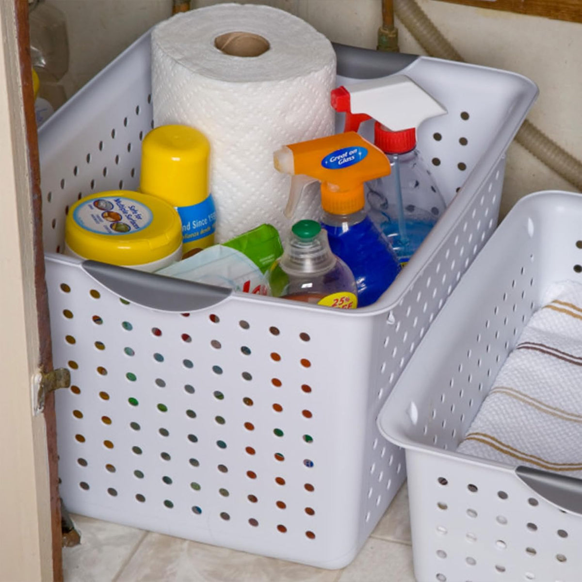 Sterilite 6-Pack Deep Ultra Basket, Open Top Plastic Storage Organizer, White - Classic Baskets for Organizing Countertops, Pantry Shelves, Kitchen Cabinets, Laundry Rooms or Home Offices