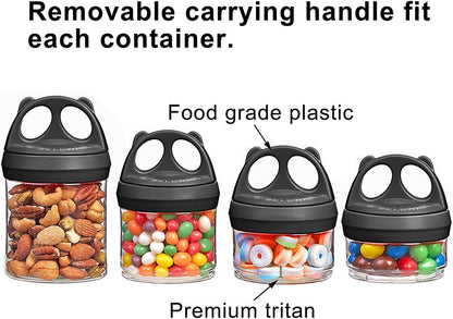 SELEWARE Portable Stackable Food Storage Containers for Snacks Formula Powder and Drinks Twist Lock System Airtight Leak-proof BPA and Phthalate Free 4 Piece Jars 31oz Blue