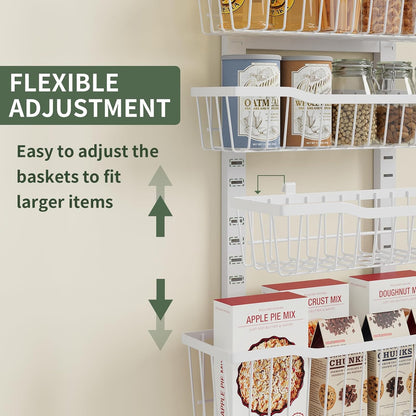 Eastherry Over The Door Organizer，8-Tier Over The Door Pantry Organizer with Adjustable Baskets，Metal Hanging Pantry Organizers and Storage for Kitchen, Back of Door Seasoning Rack (Black)