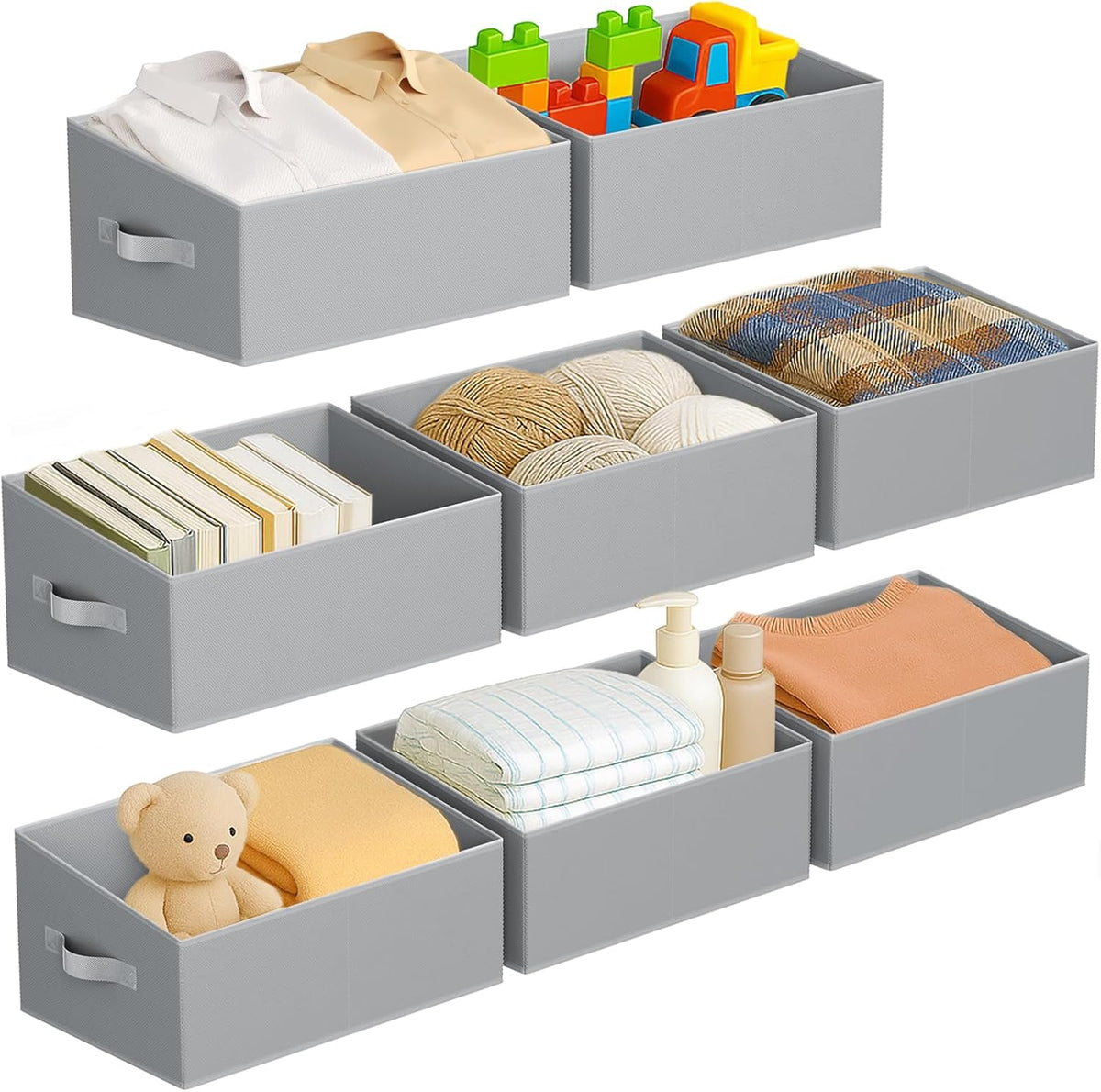 DIMJ Closet Storage Bins - Fabric Storage Baskets for Shelves, Collapsible Closet Organizers and Storage with Handles, Trapezoid Shelf Organization Storage Cubes for Purse, Toys, Books, Towel, Socks
