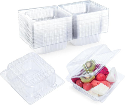 Evnlo 100 Count Clear Plastic Containers with Lids for Food, Thickened Disposable Sandwich Containers Clamshell Boxes for Cake Slice, Dessert, Hamburger, Salad, Pastry, Fruits, Takeout Tray