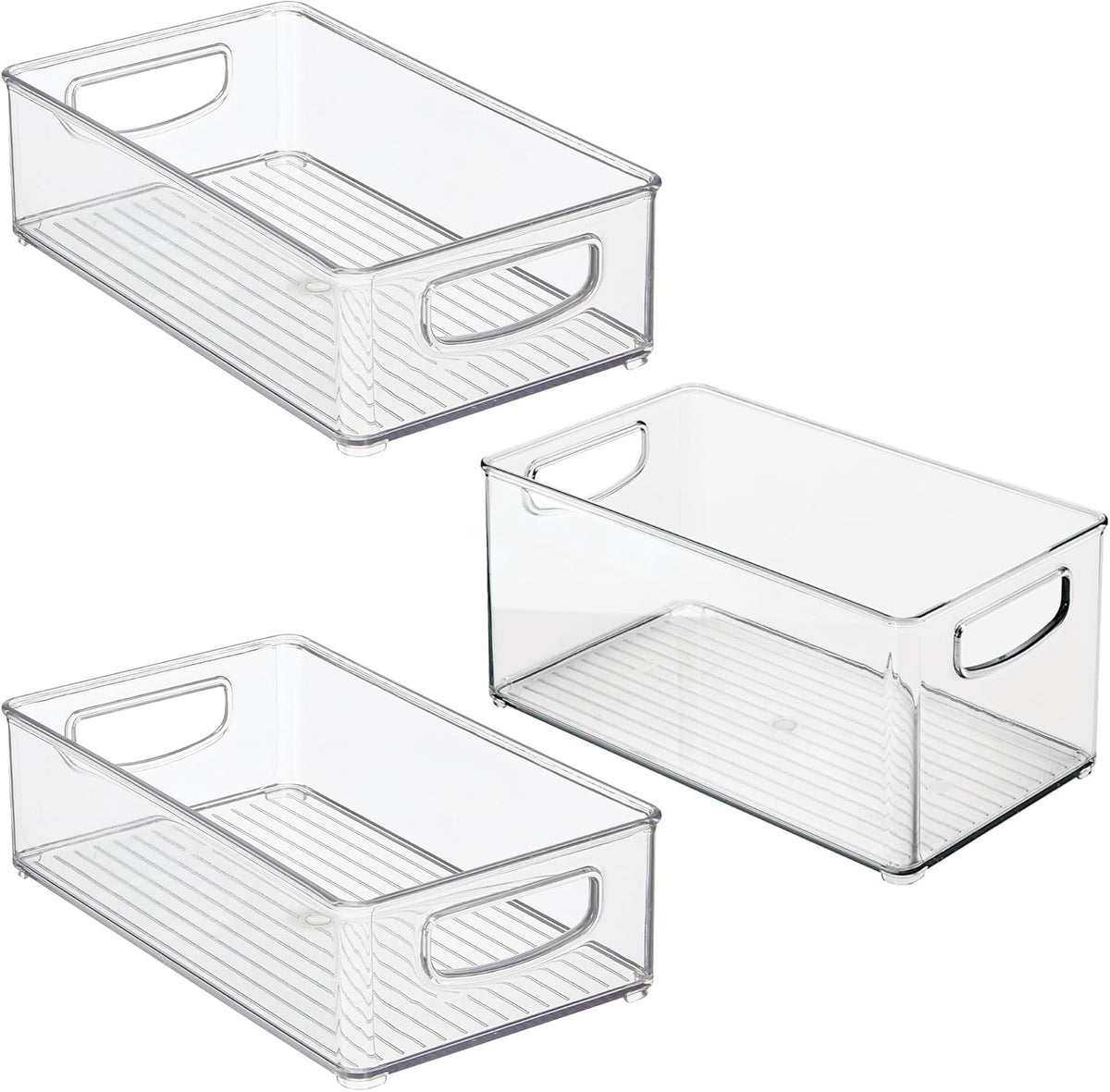iDesign Stackable Pantry Bins, 2 Small, 2 Medium, and 2 Large Bins, 6 Pack, Clear, Made in USA