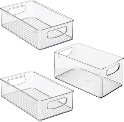 iDesign Stackable Pantry Bins, 2 Small, 2 Medium, and 2 Large Bins, 6 Pack, Clear, Made in USA
