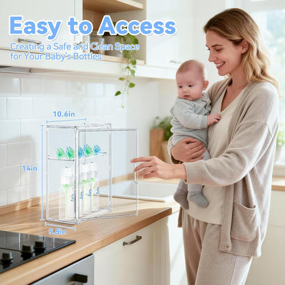 Baby Bottle Storage Organizer, Large 3 Tier Acrylic Bottle Storage Organizer Container for Countertop, Clear Plastic Bottle Station Organizers for Kitchen Cabinet Vanity Bathroom, Gifts for New Mom