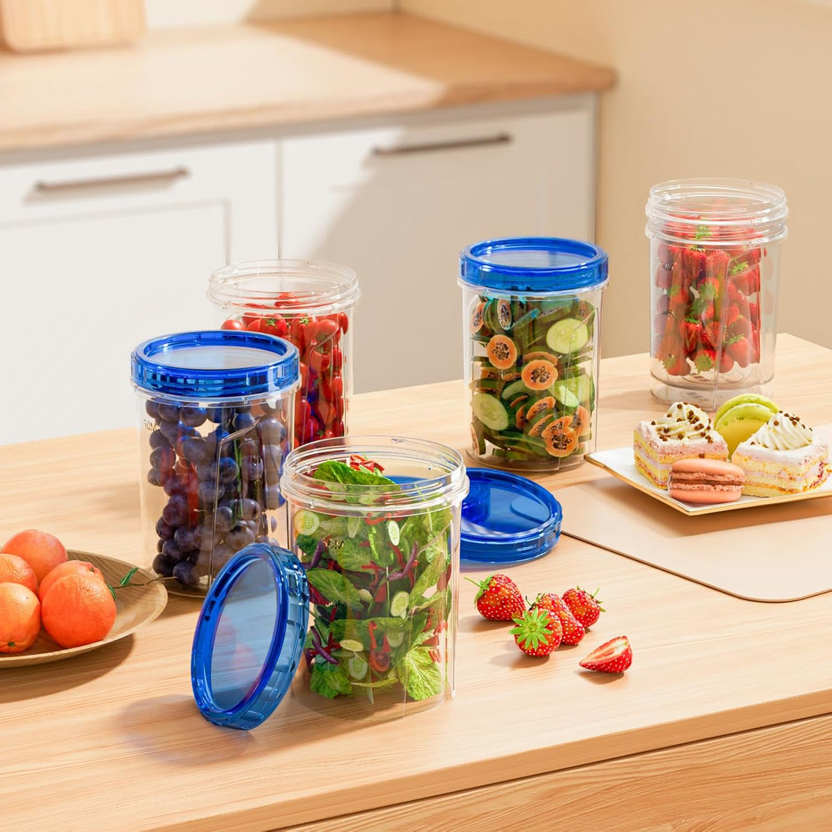Freezer Storage Containers, [-16 Oz] Airtight Plastic Food Storage Containers with Twist Top Lids, Soup, Meal Prep Containers | BPA Free | Stackable | Leakproof | Microwave/Dishwasher Safe