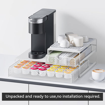K Cup Organizer for Coffee Station - Sturdy Machine Base 60 Coffee Pod Storage Drawer, Non-Sagging Stand Compatible with Keurig K-Cup Pods, Anti-Vibration, No Assembly (Black)