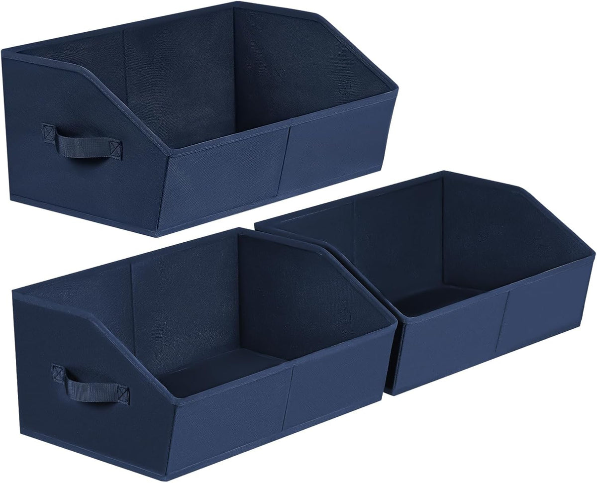 Homsorout Closet Organizers Bins 6 Packs - Large Closet Shelf Organizer with Handles, Fabric Trapezoid Storage Bins, Collapsible Storage Cubes for Clothes, Towels, Light Gray