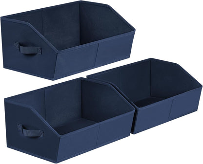 Homsorout Closet Organizers Bins 6 Packs - Large Closet Shelf Organizer with Handles, Fabric Trapezoid Storage Bins, Collapsible Storage Cubes for Clothes, Towels, Light Gray