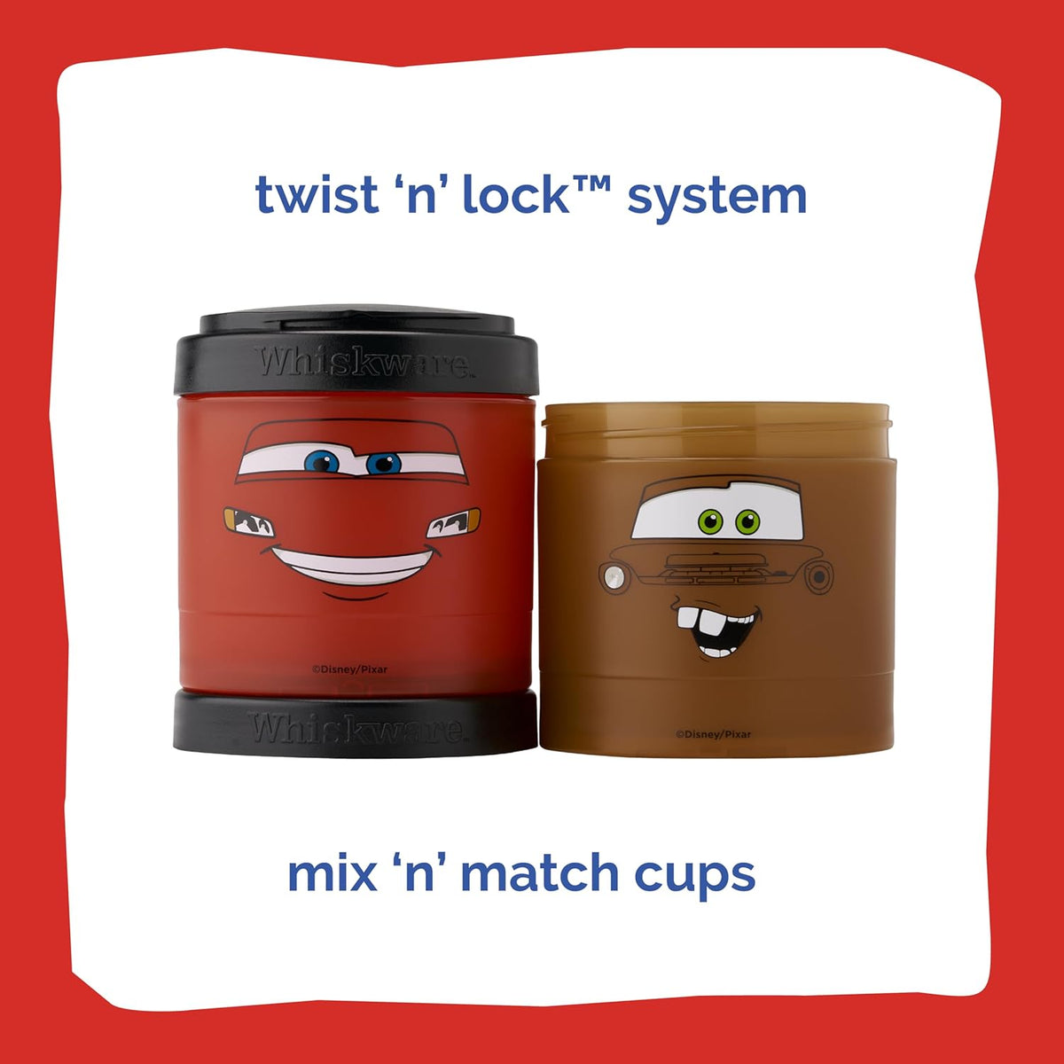 Whiskware Bluey Stackable Snack Containers for Babies, Toddlers, and Kids, 3 Stackable Snack Cups for School and Travel, Cupholder Friendly, Bluey and Bingo! Let’s Do This!