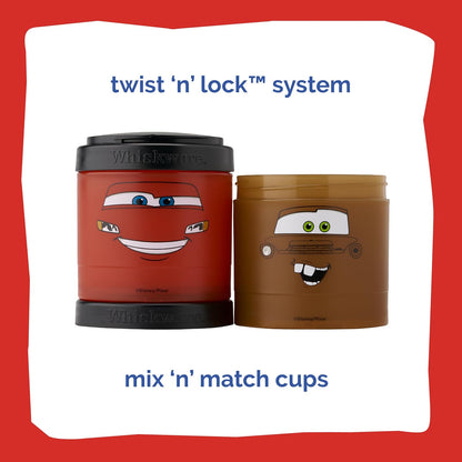 Whiskware Bluey Stackable Snack Containers for Babies, Toddlers, and Kids, 3 Stackable Snack Cups for School and Travel, Cupholder Friendly, Bluey and Bingo! Let’s Do This!