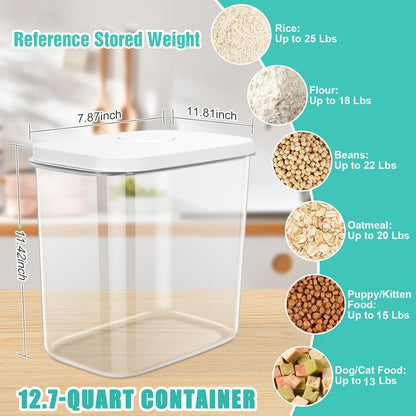 TBMax Rice Flour Storage Container with Automatic Flip-up Lid 25 Lbs | 12.68 Qt, Tall and Narrow Food Storage Flour Bin for Kitchen Pantry Organization, Pet Dog Cat Food Storage Container