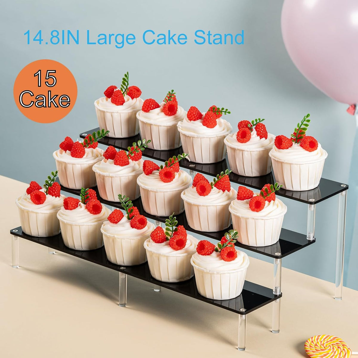 HENABLE 4 Tier Acrylic Perfume Organizer Stand, Clear Display Risers for Perfume, Cologne, Cosmetic, Skincare, Funko POP, Dessert Display, Cupcake Stand Holder