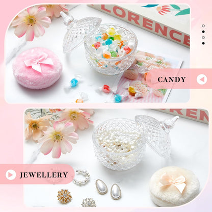 Tioncy 3 Pcs Large Body Powder Puff and Container Valentine's Day gift Powder Container with Puff Crystal Case Soft Washable Reusable Velour Face Body Glitter Wet Dry Makeup (Classic,Clear)