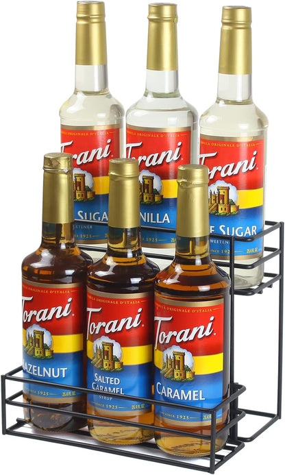 MCSAPIL Coffee Syrup Organizer(6 Bottle Capacity),Coffee Syrup Rack for Coffee Bar,Kitchen.Small Wine Rack for Bar,Family,Storage for Syrup, Wine, Dressing