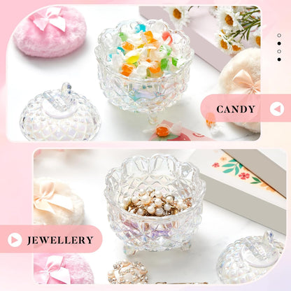 Tioncy 3 Pcs Large Body Powder Puff and Container Valentine's Day gift Powder Container with Puff Crystal Case Soft Washable Reusable Velour Face Body Glitter Wet Dry Makeup (Classic,Clear)
