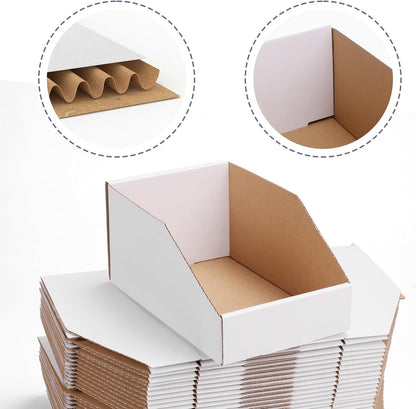 EXYGLO Cardboard Boxes, Pack of 35 Corrugated Storage Bins 12x6x4.5 inch Pantry Organizer Bins for Shelves Garage Office Organization