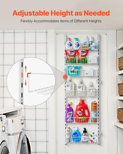 VEVOR Over the Door Pantry Organizer, 10-Tier Pantry Organization and Storage, Heavy-Duty Steel Hanging Spice Rack, Adjustable Wall Seasoning Shelves, for Home Kitchen Laundry Room Bathroom, White