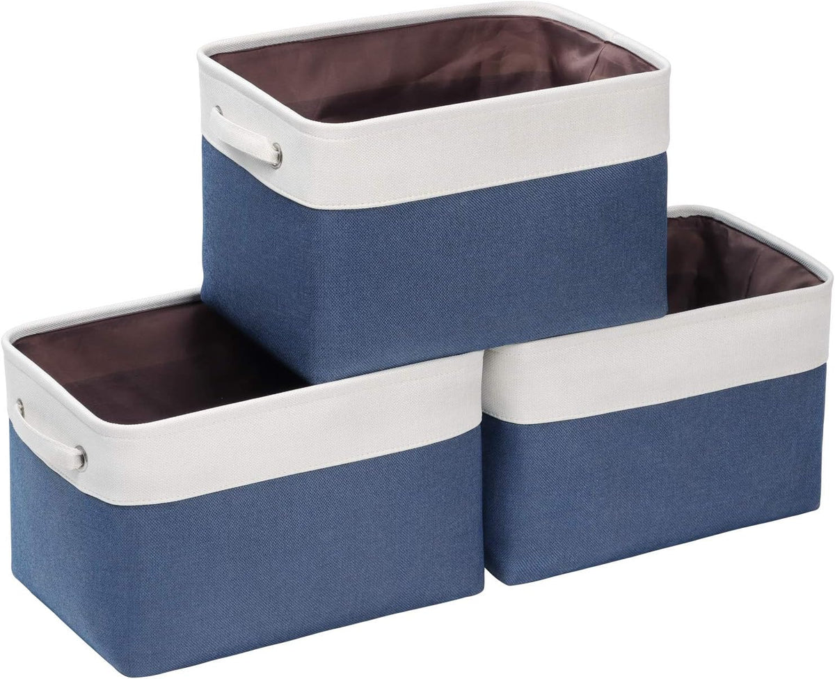 Foldable Storage Bin Collapsible Basket 12" x 10" x 9.5" Cube Storage Organizer Bins with Dual Carry Handles for Home Closet Shelves Drawers Organizer, Set of 3, Grey