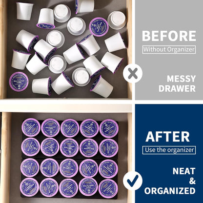 Berglander Coffee Pod Holder Drawer 20 K Cup, Coffee Capsule Organizer for Drawer, Plastic Coffee Pod Storage Organizer for Kitchen Drawer Holders for Nespresso for Kitchen
