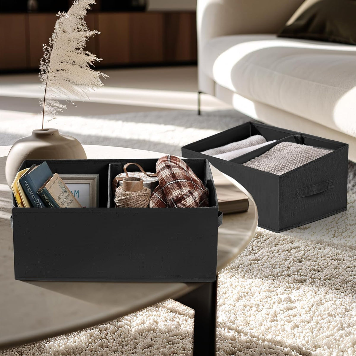 DIMJ Closet Storage Bins - Fabric Storage Baskets for Shelves, Collapsible Closet Organizers and Storage with Handles, Trapezoid Shelf Organization Storage Cubes for Purse, Toys, Books, Towel, Socks