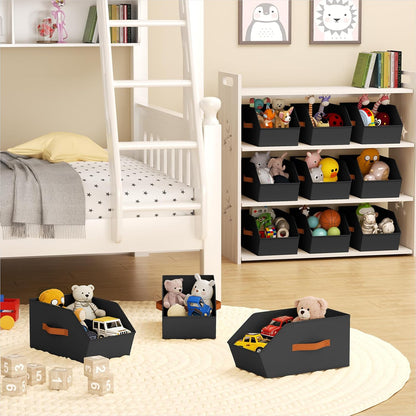 Homsorout Fabric Closet Storage Cubes - Square Storage Bins with Dual Handles for Clothes, Towels, Toys, Cube Storage Organizers for Bedroom, Nursery, Shelves, Closet, Small Spaces, Beige