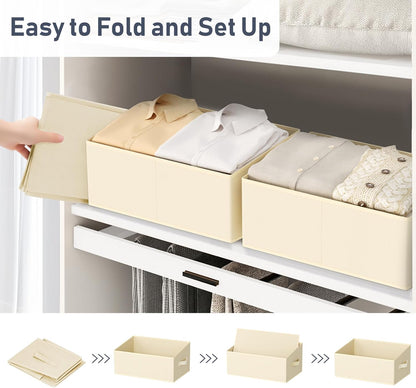 DIMJ Closet Storage Bins - Fabric Storage Baskets for Shelves, Collapsible Closet Organizers and Storage with Handles, Trapezoid Shelf Organization Storage Cubes for Purse, Toys, Books, Towel, Socks