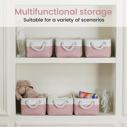 Large Storage Baskets- 15.7x11.8x8.26 inch Storage Bins for Shelves and Closet Organizing, Foldable Fabric Bin for Home Organization Clothes and Laundry (3-Pack, White&Khaki)